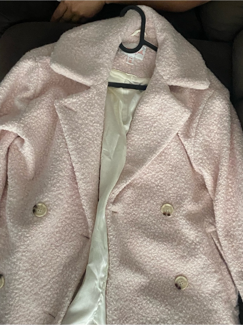 Joe Fresh Light Pink Teddy Bouclé Double-Breasted Coat - Picture 8 of 9